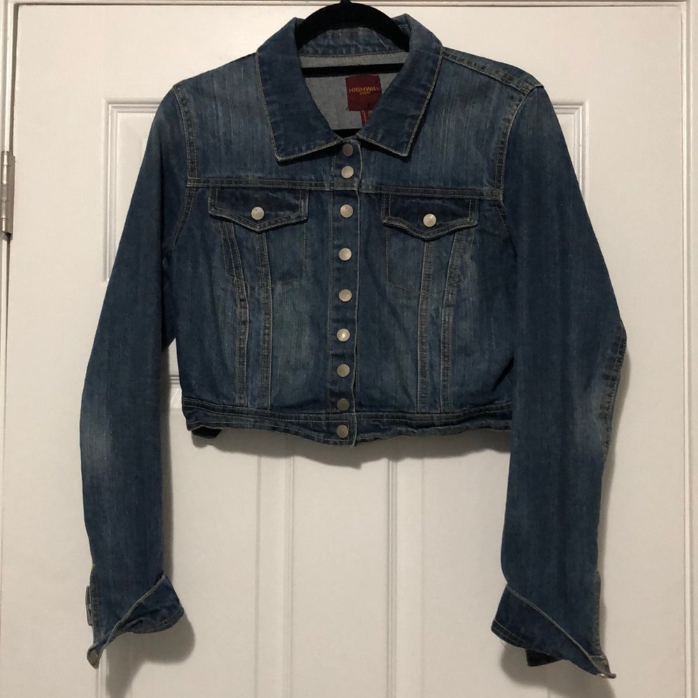 Distressed jean jacket